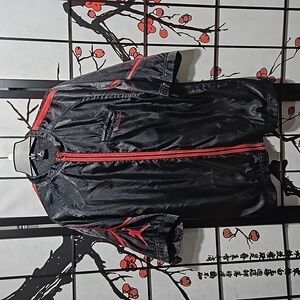 Jordan Vintage Nike Air Jordan Short Sleeve  Black Red Full Zip Robe Small